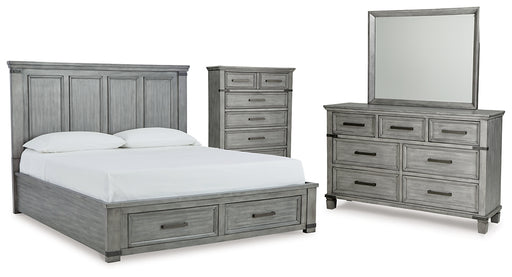 Russelyn King Storage Bed with Mirrored Dresser and Chest Factory Furniture Mattress & More - Online or In-Store at our Phillipsburg Location Serving Dayton, Eaton, and Greenville. Shop Now.