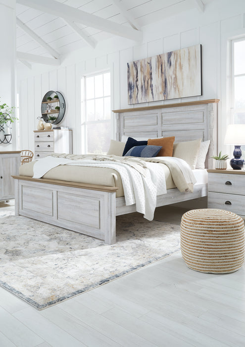 Haven Bay King Panel Bed with Mirrored Dresser, Chest and Nightstand Factory Furniture Mattress & More - Online or In-Store at our Phillipsburg Location Serving Dayton, Eaton, and Greenville. Shop Now.