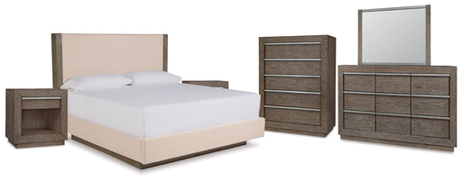 Anibecca King Upholstered Bed with Mirrored Dresser, Chest and 2 Nightstands Factory Furniture Mattress & More - Online or In-Store at our Phillipsburg Location Serving Dayton, Eaton, and Greenville. Shop Now.