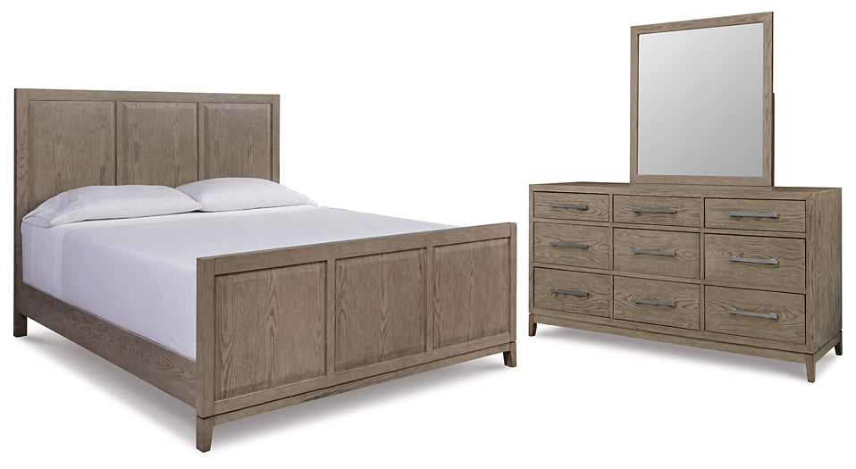 Chrestner California King Panel Bed with Mirrored Dresser Factory Furniture Mattress & More - Online or In-Store at our Phillipsburg Location Serving Dayton, Eaton, and Greenville. Shop Now.