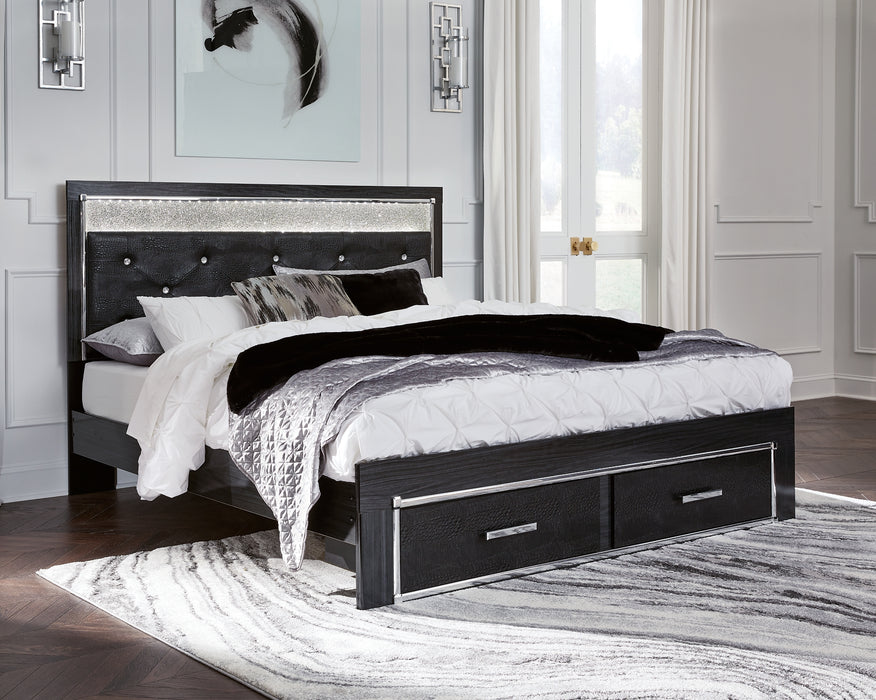 Kaydell King Upholstered Panel Storage Bed with Mirrored Dresser and 2 Nightstands Factory Furniture Mattress & More - Online or In-Store at our Phillipsburg Location Serving Dayton, Eaton, and Greenville. Shop Now.