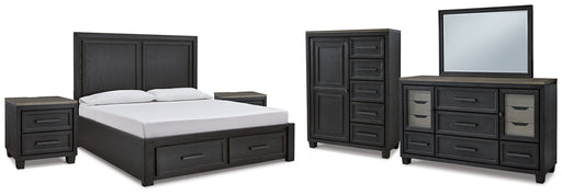 Foyland California King Panel Storage Bed with Mirrored Dresser, Chest and 2 Nightstands Factory Furniture Mattress & More - Online or In-Store at our Phillipsburg Location Serving Dayton, Eaton, and Greenville. Shop Now.