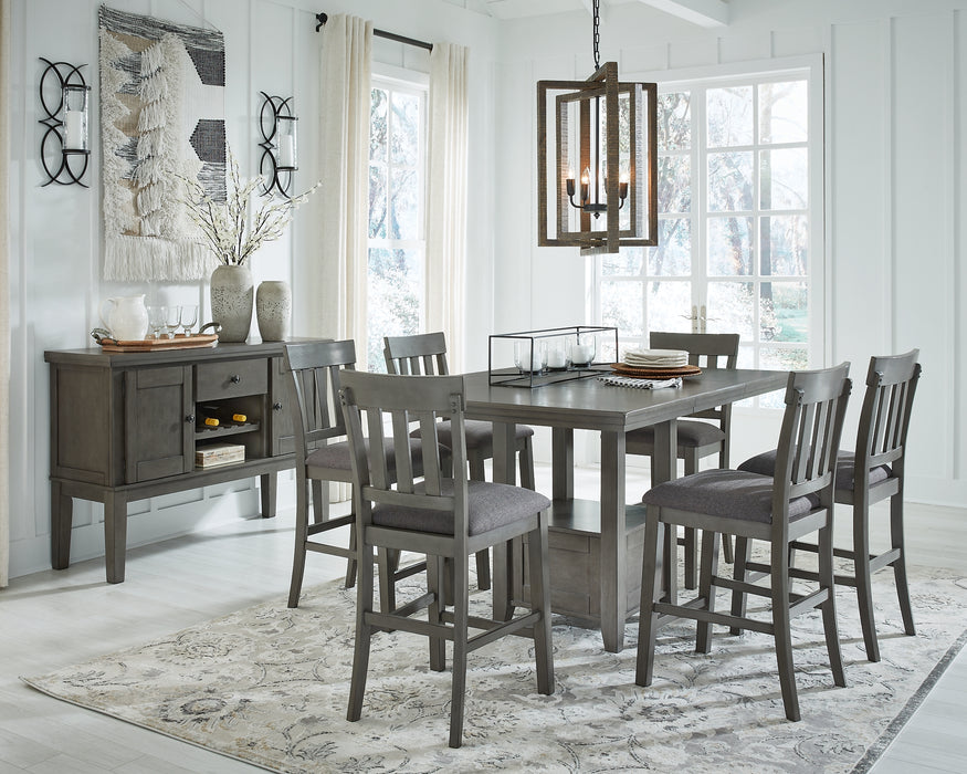 Hallanden Counter Height Dining Table and 6 Barstools with Storage Factory Furniture Mattress & More - Online or In-Store at our Phillipsburg Location Serving Dayton, Eaton, and Greenville. Shop Now.