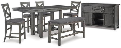 Myshanna Counter Height Dining Table and 4 Barstools and Bench with Storage Factory Furniture Mattress & More - Online or In-Store at our Phillipsburg Location Serving Dayton, Eaton, and Greenville. Shop Now.