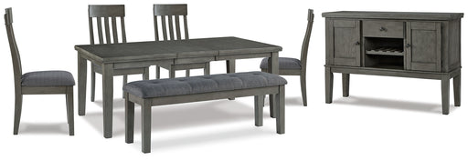 Hallanden Dining Table and 4 Chairs and Bench with Storage Factory Furniture Mattress & More - Online or In-Store at our Phillipsburg Location Serving Dayton, Eaton, and Greenville. Shop Now.