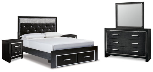 Kaydell Queen Upholstered Panel Storage Platform Bed with Mirrored Dresser and 2 Nightstands Factory Furniture Mattress & More - Online or In-Store at our Phillipsburg Location Serving Dayton, Eaton, and Greenville. Shop Now.